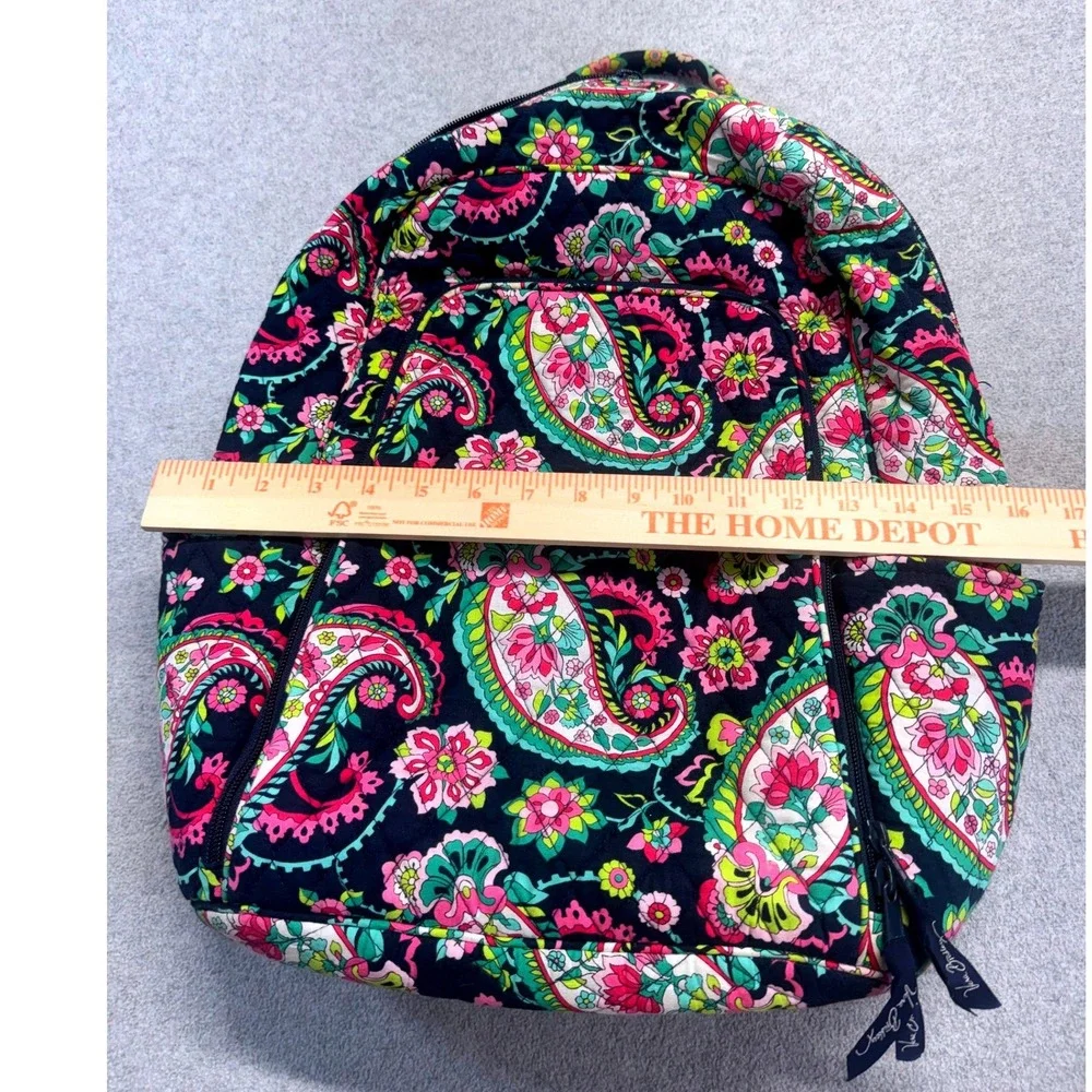 Vera Bradley Campus Backpack Womens Large Navy Pink Paisley In Paradise Quilted